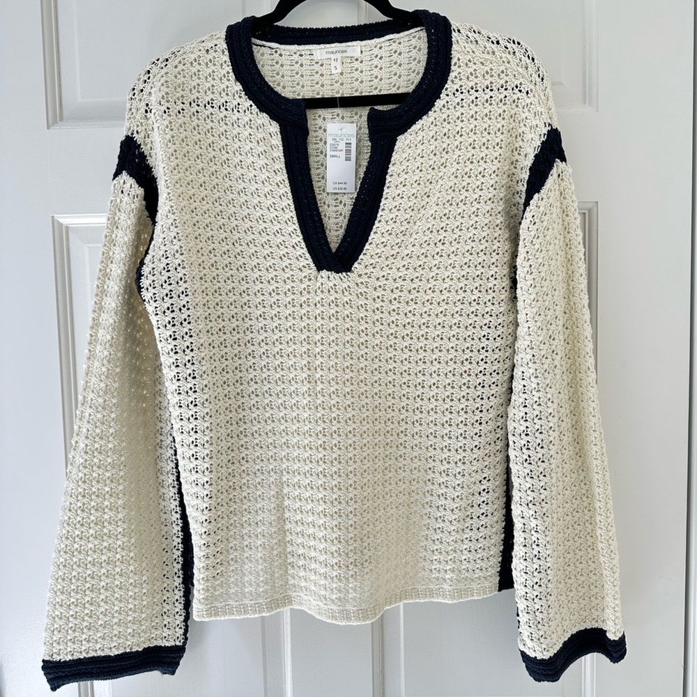 Maurices V-Neck Crochet Sweater